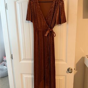 Elegant Brown Wrap Dress